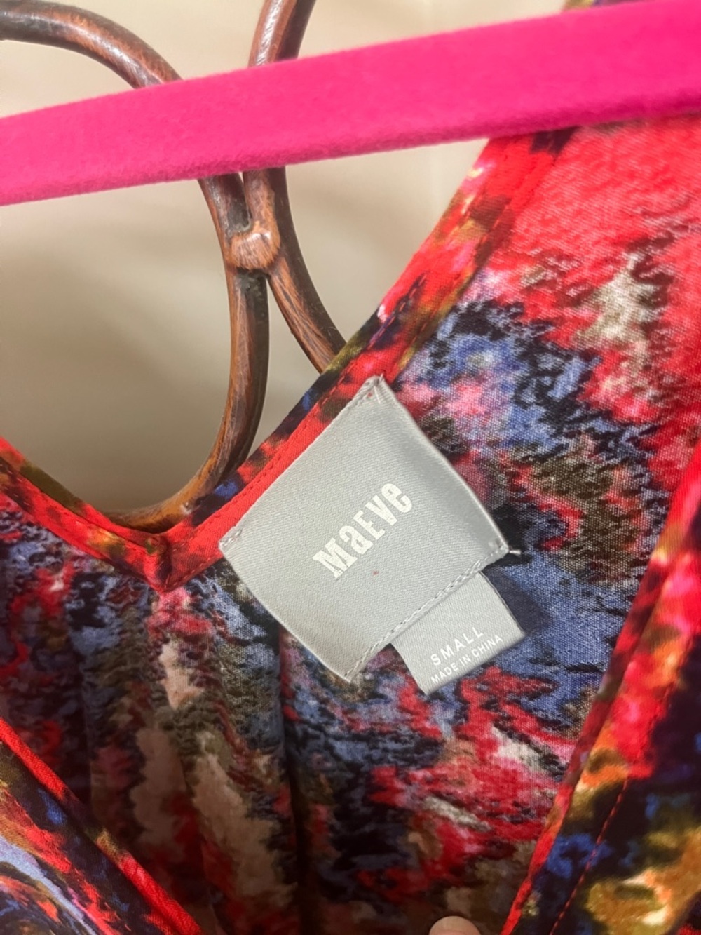 Maeve Red Multicolor V‑Neck Printed dress - Picture 4 of 8